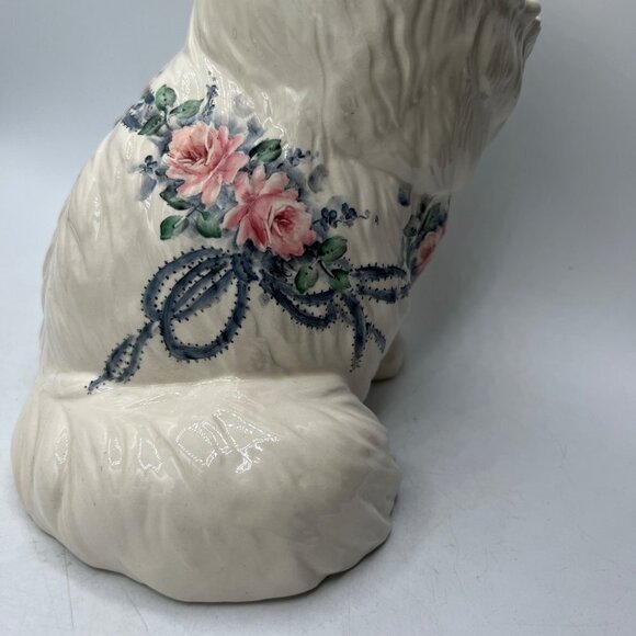 Vintage 1960's style Hand Painted Handcrafted Ceramic White Persian Cat Figurine - Picture 6 of 10